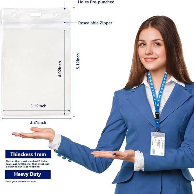 Cruise Lanyards, 4 Pack Waterproof Lanyards with ID Badge Reel Holder, Detachable Buckle for Ship Key Cards, Cruise Ship Essentials