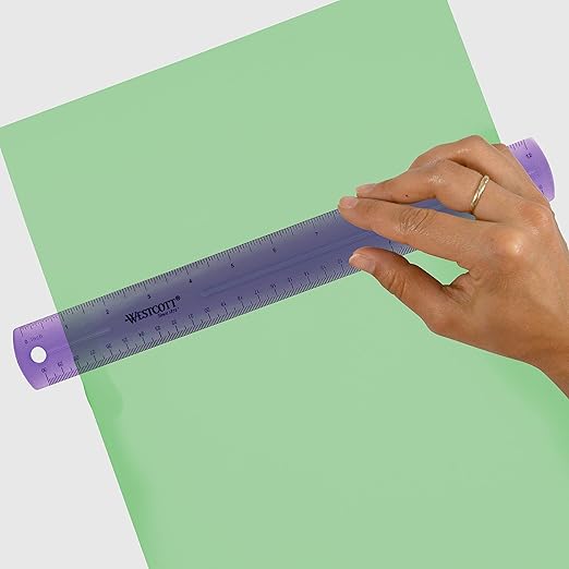 Westcott 16024 Jeweltone Plastic Ruler, 12-Inch, Purple