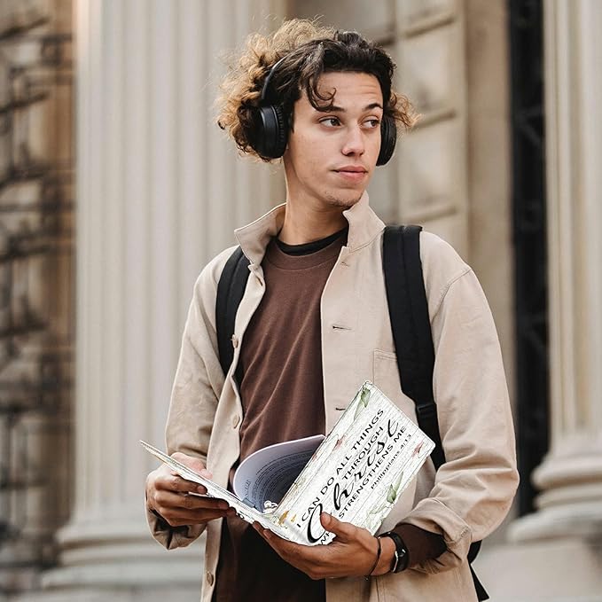 Bible Philippians 4:13 Padfolio Folder with Clipboard,Portfolios Organizer Clipboards with Storage Clipboard Writing Pad PU Leather Conference Document Organizer with Business Card Holder