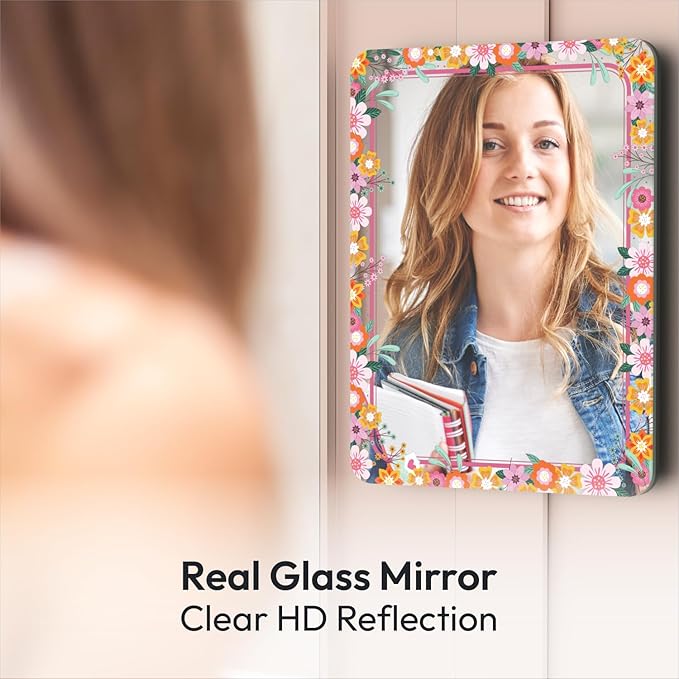 Locker Mirror Magnetic for School and Office, Strong Magnetic Mirror for Locker, Magnetic Locker Mirror with Colorful Design, Practical Locker Accessories, 1 Pack, 5 inxh x 7 inch