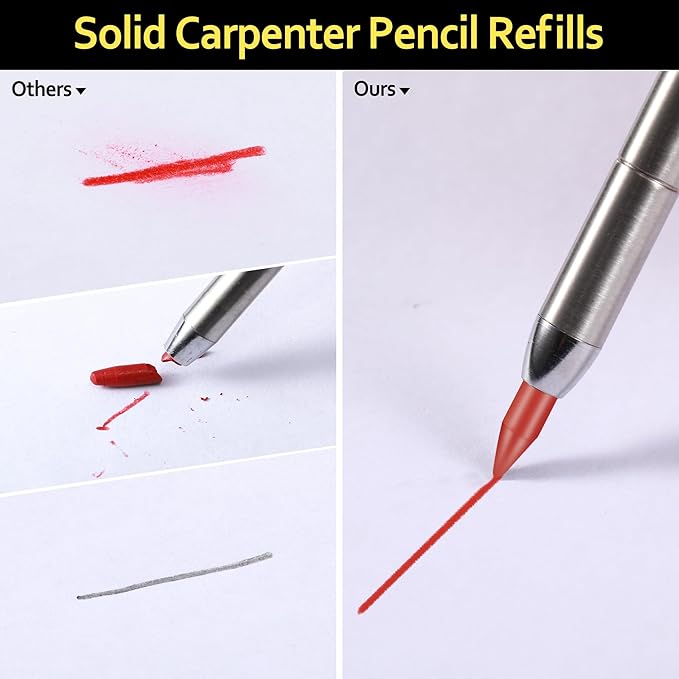 Hiboom 24 Pieces 2.8mm HB Refill for Carpenter Pencil, Study Long Lasting Pencil for Mechanical Pencil Woodworking Construction(Red)