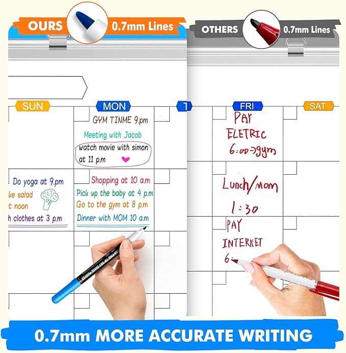 maxtek Dry Erase Markers Ultra Fine Tip, 0.7mm, Low Odor, Assorted Colors, 12 Count, Whiteboard Markers for Planning Whiteboard, Calendar Boards, Back to School Supplies