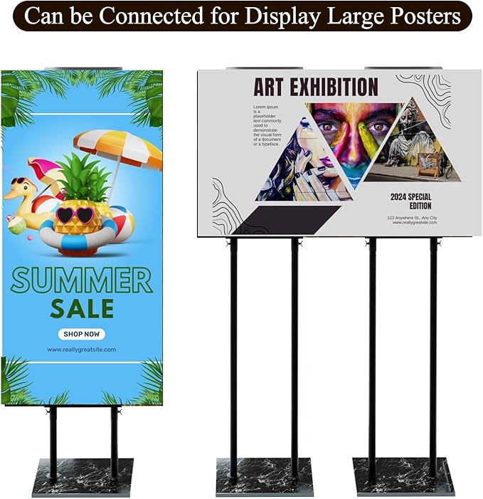 Pedestal Poster Sign Stand, Display Stand Sign Holder for Adjustable Height Up to 79 Inch, Heavy Duty Banner Double-Sided Sign Stand with Marble Base, Fit Wedding, Restaurant or Business