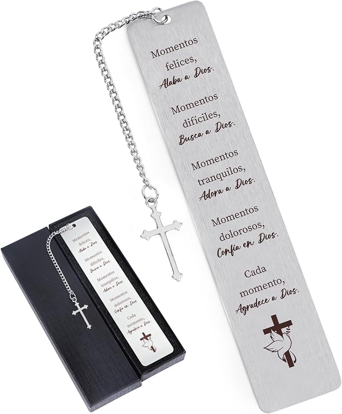 Metal Spanish Christian Bookmark Gifts - Shejdgart Bible Verse Bookmarks Inspirational Prayer Gifts for Hispanic Biblical Religious Gifts for Women Christian Birthday Thanksgiving Christmas Gifts