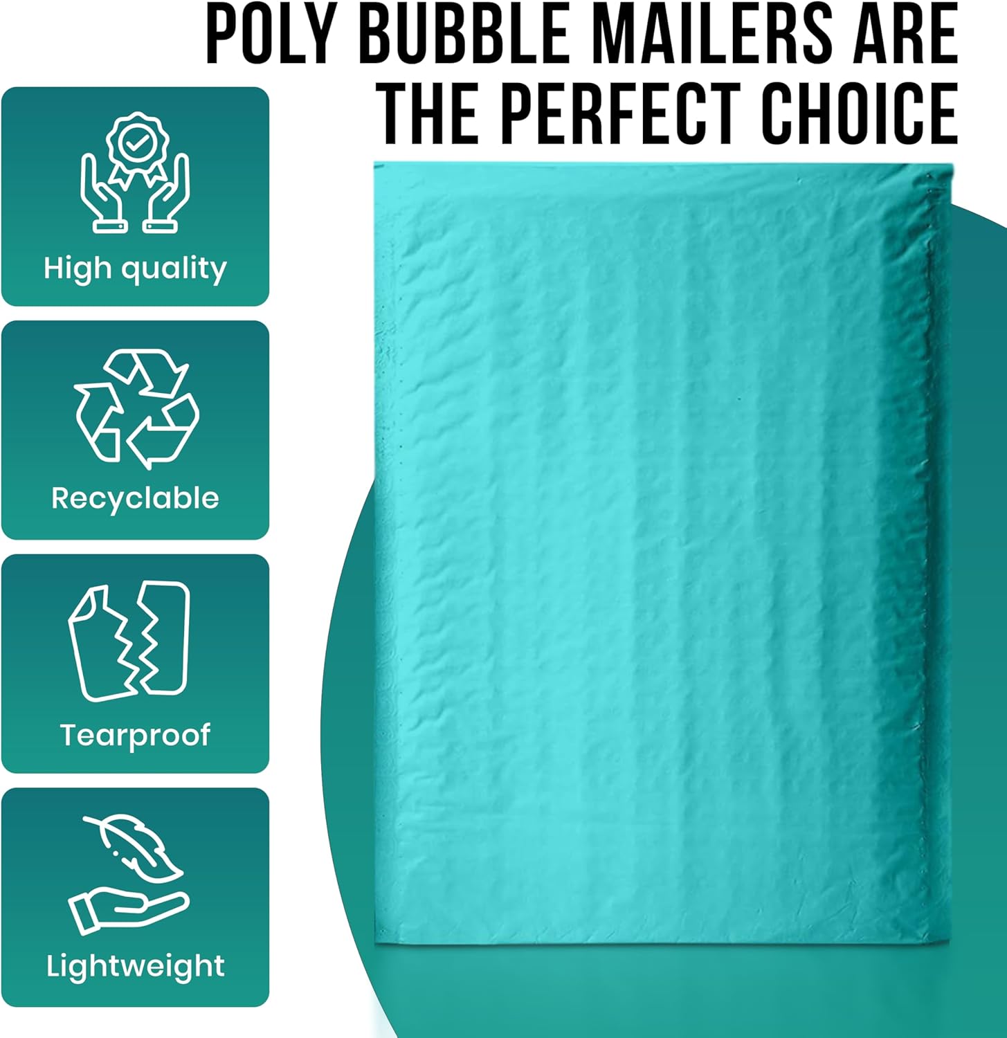 Levex - #0000 4" x 6" [5 Pack] Teal Poly Bubble Mailers, Padded Envelope Mailers, Packing Envelope & Mailing Bags for Shipping