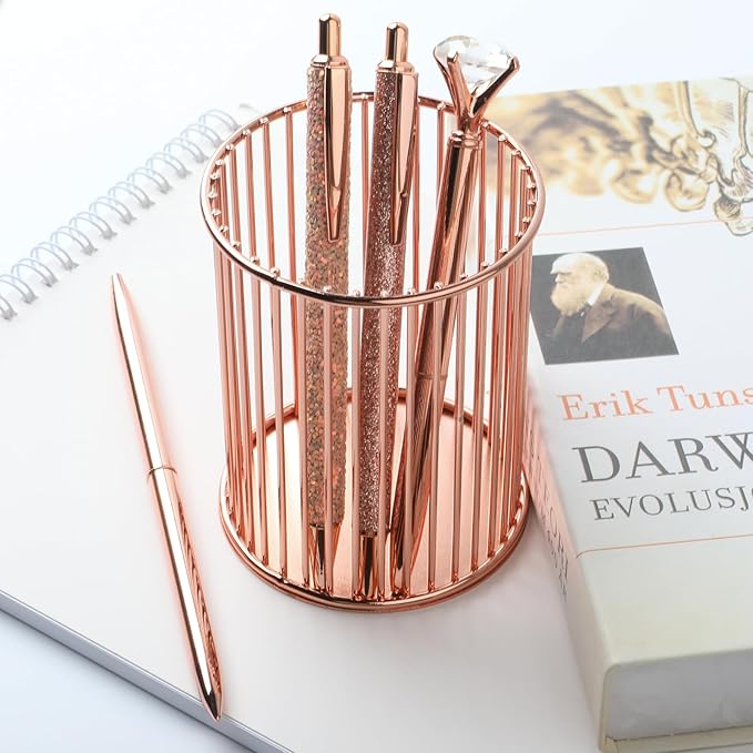 amassan 4Pcs Ballpoint Pens Set, Cute Pens with Crystal Diamond for Journaling, Black Ink Pen Gifts for Wedding Office Desk Supplies, Sand Glitter Pen for Women Office Decor