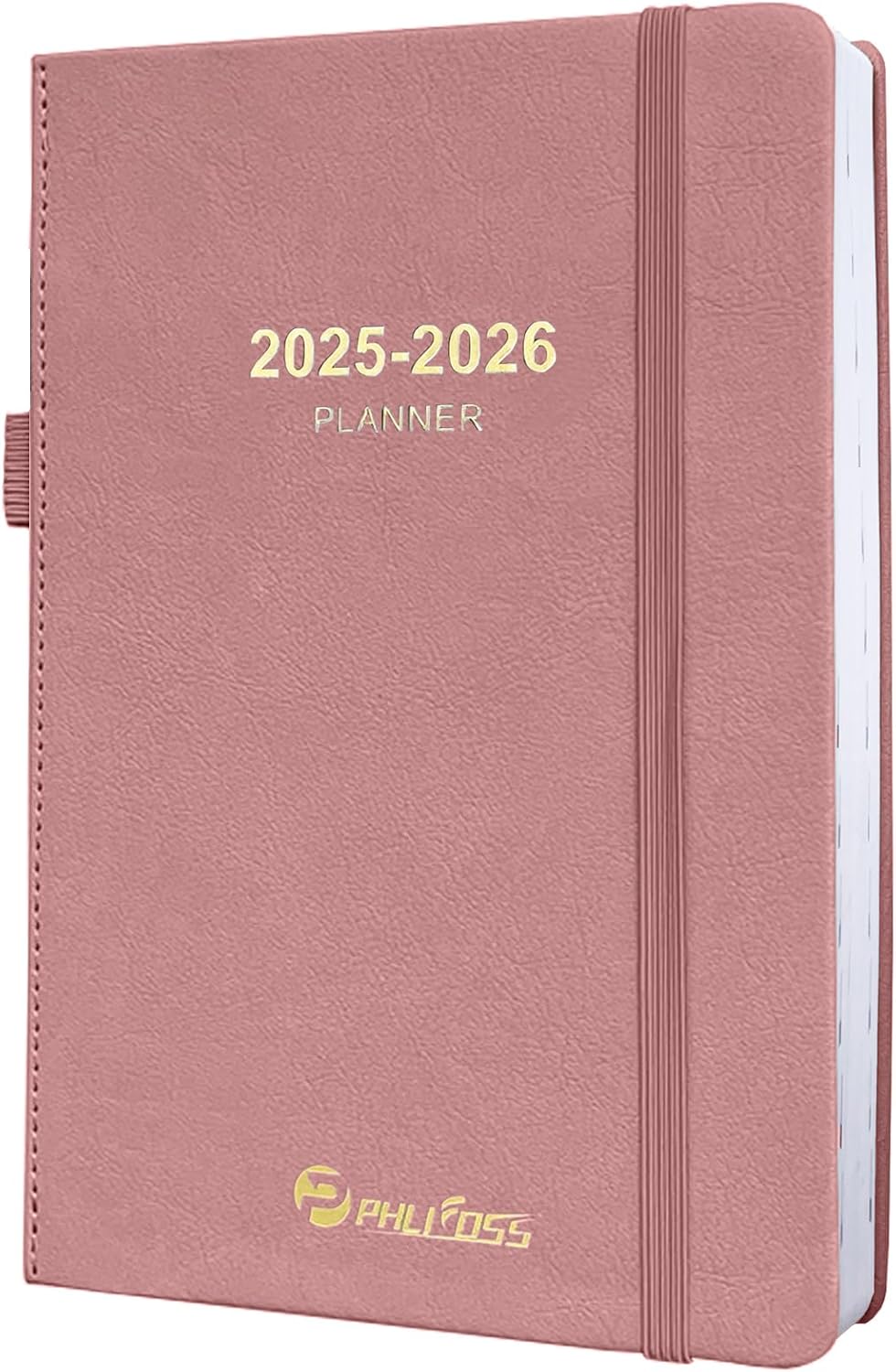 2025-2026 Daily Planner, One Page Per Day, Academic Planner (July 2025 - June 2026), Appointment Book with Time Slots and Monthly Tabs, 5.7" x 8.25", Pocket, Leather Cove (Pink)