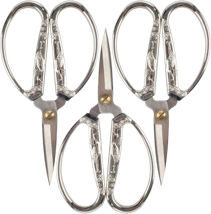 JubileeYarn Crane Motif Small Embroidery Craft Scissors - Brushed Nickel - 3 Scissors