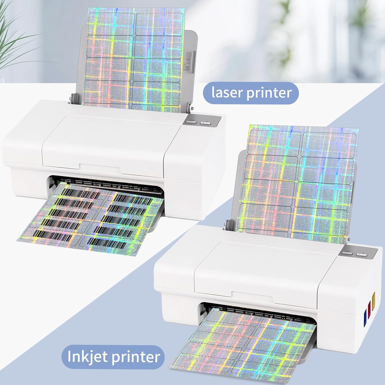 STARLIBOO Shipping Labels Stickers, 2"×4" Printable Holographic Mailing Labels for Laser/Inkjet Printing, Permanent Adhesive Sticker (Holographic Shiny)