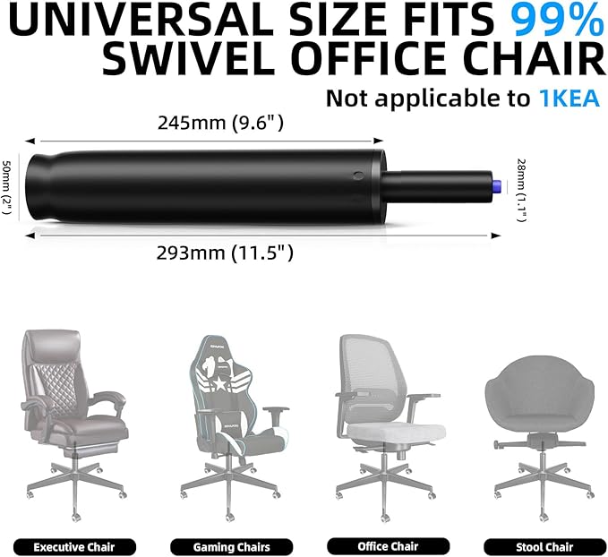 Sytopia Office Chair Cylinder Replacement - Heavy Duty Pneumatic Gas Lift Piston for Desk Chairs and Gaming Chairs - Universal Fit (11.5" ~ 17.5")