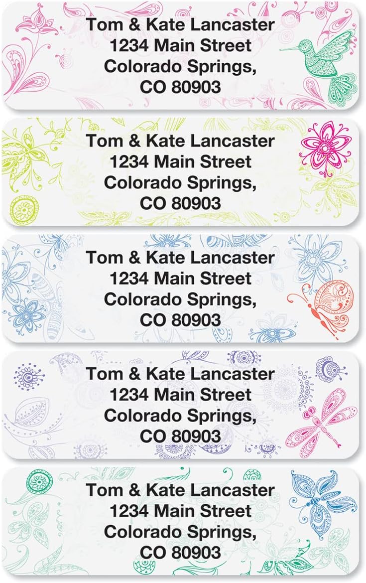Colorful Images Flower Garden Rolled Personalized Return Address Mailing Labels with Dispenser, Customize with Name & Shipping Address, 250 ¾” x 2½” Self Adhesive, Easy Peel Label Roll