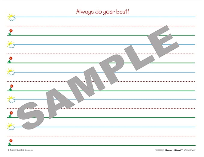 Teacher Created Resources 76501 Smart Start K-1 Writing Paper: 100 sheets, White