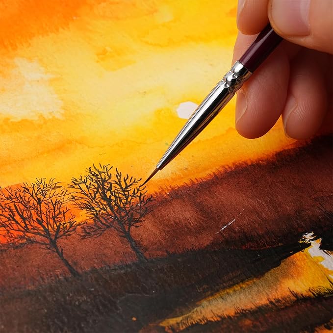 Kolinsky Sable Miniature Paint Brushes - Professional Detail Brushes, Golden Maple Ultra Fine for Miniatures, Details, 40k, Fingure, D&D, Size 00, 0, 1