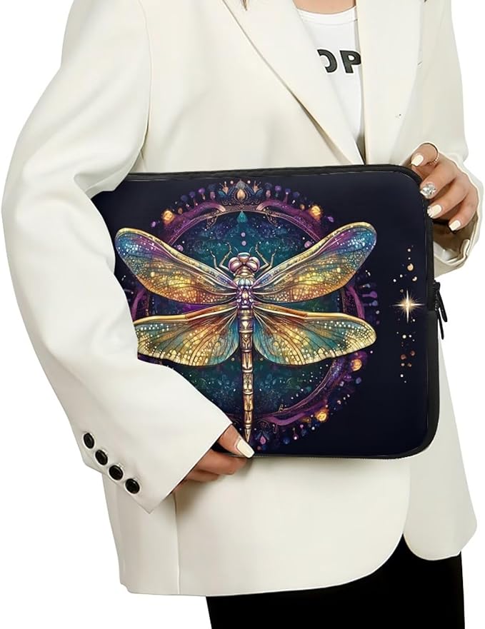 Dragonfly Printed Computer Bags for Laptops for Women, Large Capacity Computer Carrying Cover Laptop Briefcase, 12 Inch Water Resistant Laptop Case Portable Computer Case Bag
