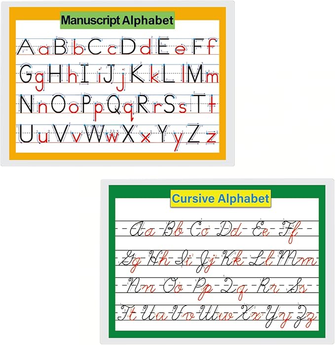 2 Pcs/set 26 Alphabet Cursive Training & Manuscript Chart for Classroom Decora | Classroom Organization learning posers for Kids -A4