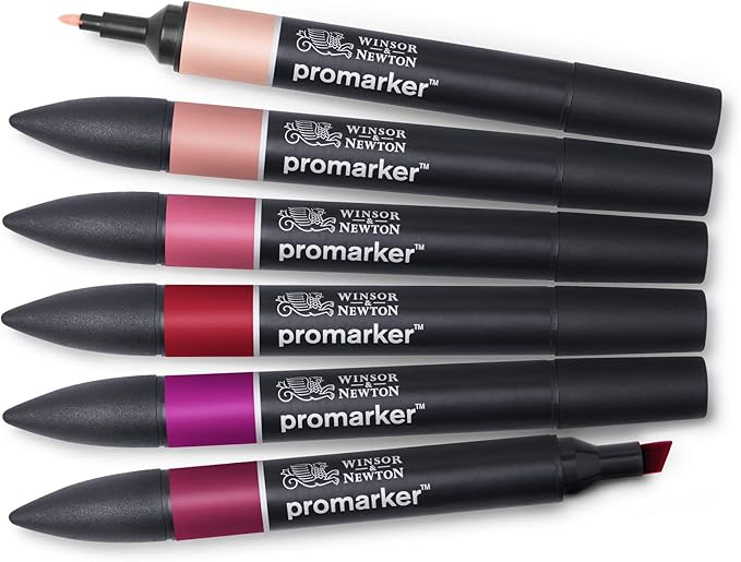 Winsor & Newton ProMarker Set, 6 Count, Red Tones