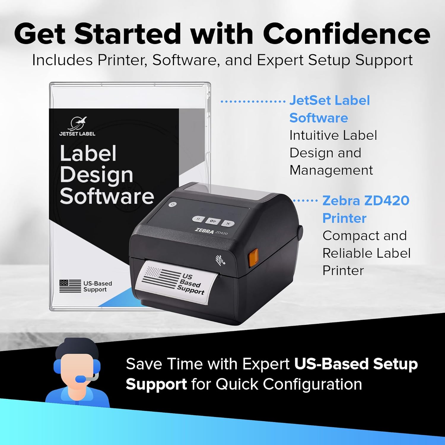 Zebra ZD420 / ZD420d Direct Thermal Desktop Printer 203 dpi Print Width 4 in USB Ethernet ZD42042-D01E00EZ