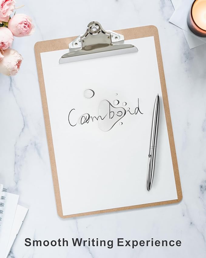 Cambond Metal Ballpoint Pens - Black Ink Fancy Pens 1.0mm Medium Point Bulk for Guest Book Uniform Christmas Gift, 3 Pens with 6 Refills (Silver)