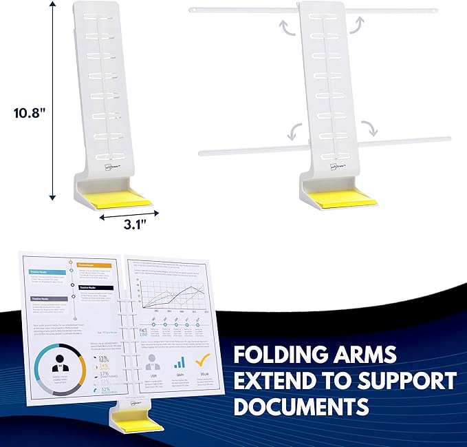 Note Tower Desktop Pro Dual Document Holder for Typing | Compact 2 Page Paper Holder Stand for Desk | Document Stand Holds Copy Paper, Photos & Post Notes | Dispenser includes 3x3 Sticky Notes | White