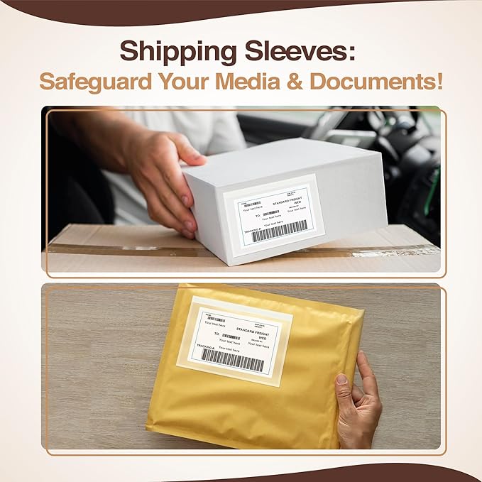 8.5x11 Shipping Label Sleeves 500 Pack Strong Adhesive Back for Secure Package Labelling, Protects Documents with Packing Slip Pouches Packing Sleeves for Mailing and Packaging -WaterProof and Durable