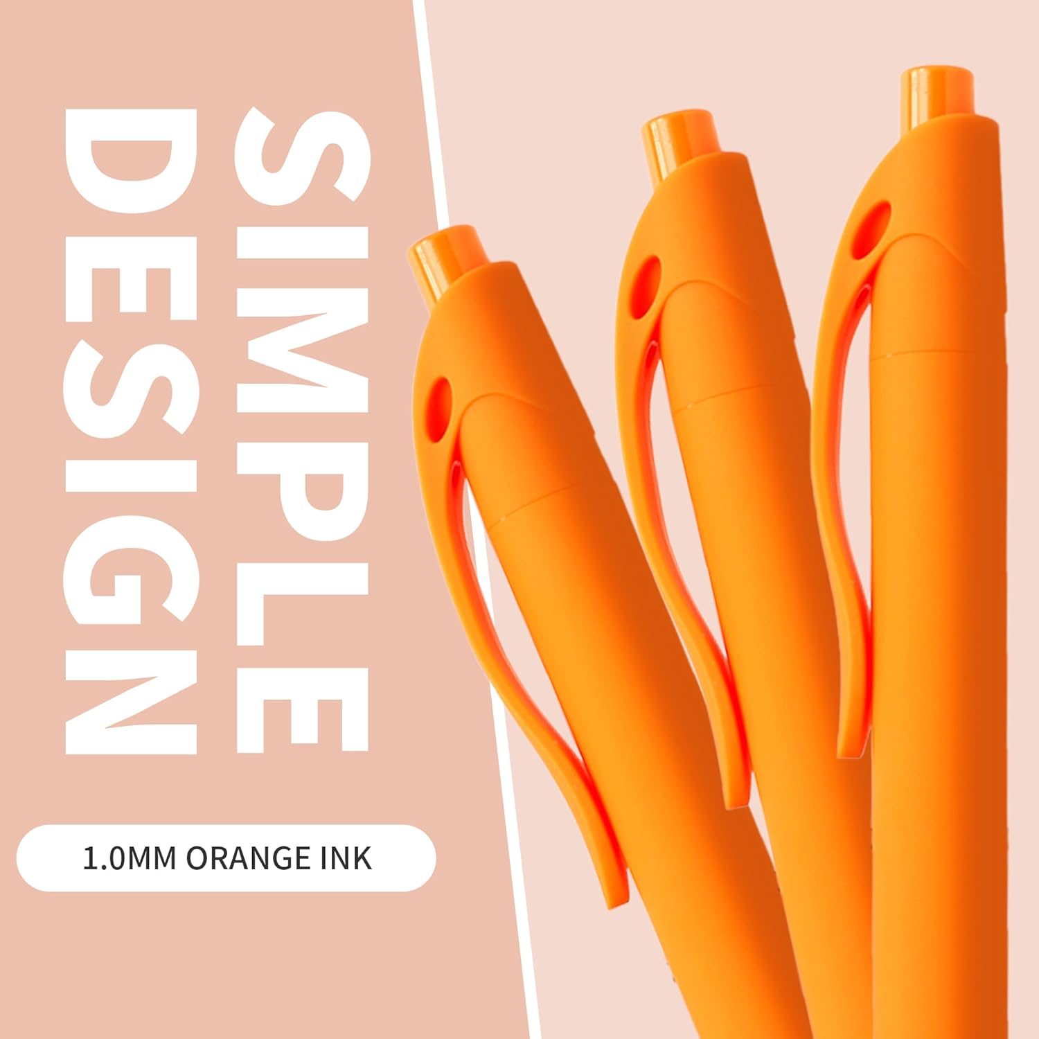deegtran Pens Bulk, 50 Pack No Bleed Orange Click Pen, Wholesale Retractable Ballpoint Pens, Pens Medium Point, Smooth Ink Pen, 1.0MM Orange Ink