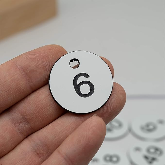 StayMax Plastic ID Number Tags Engraved Tags Key Tags Without Key Rings (1-50, White)