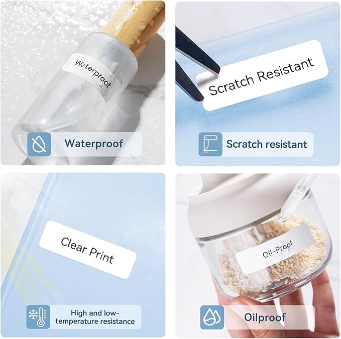 NIIMBOT Thermal Transfer Labels 0.47''x1.57'', Only for B18 Label Maker, PET Material, Waterproof and High-Temperature Resistance, Long Storage Time, White(12x40mm-150)