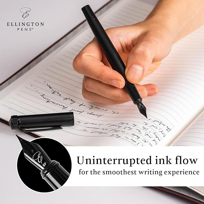 Luxury Fountain Pen Set- Fountain Pens for Writing - Smooth Fine Nib - Includes Refillable Ink Converter, 3 Ink Cartridges [Black & Blue], Gift Box - Elegant Calligraphy