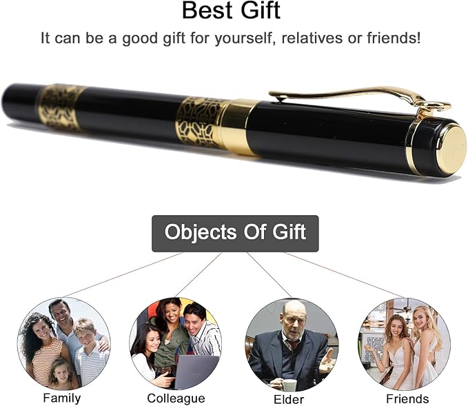 YIVONKA Ballpoint Pen Black Refill,Classical retro style Luxury Pen,Best Ball Pen Gift Set for Men & Women Professional Executive,Office,Nice Pens Classy Gift Box (2 Pack Black)