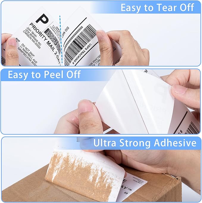 Phomemo 4X6 Thermal Labels - Shipping Labels, Thermal Printer Labels, Fan-Fold Labels for Shipping Labels, Address, Mail, Compatible with Zebra, Munbyn, Rollo, Polono, Nelko, Pack of 1000, White