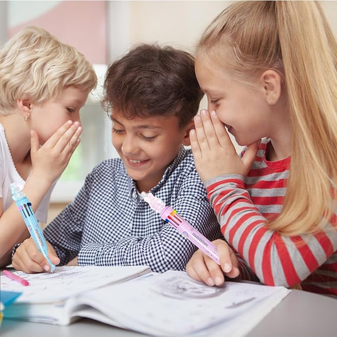 Multicolor Ballpoint Pen 0.7 mm, 10-in-1 Colored Pens Fine Point Retractable Cute Cartoon Animal Ballpoint Pens for Office School Students Kids Christmas Gift, 6 Pack