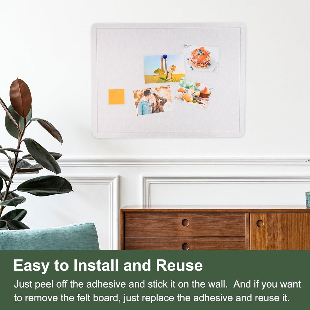 YOKIVE Felt Bulletin Board, 47 x 31.5 -Inch Foldable Decorative Pin Board Self Adhesive Felt Cork Board with 20 Pushpins, Great for Wall, Photo Display, Paste Note, Schedule(Black)