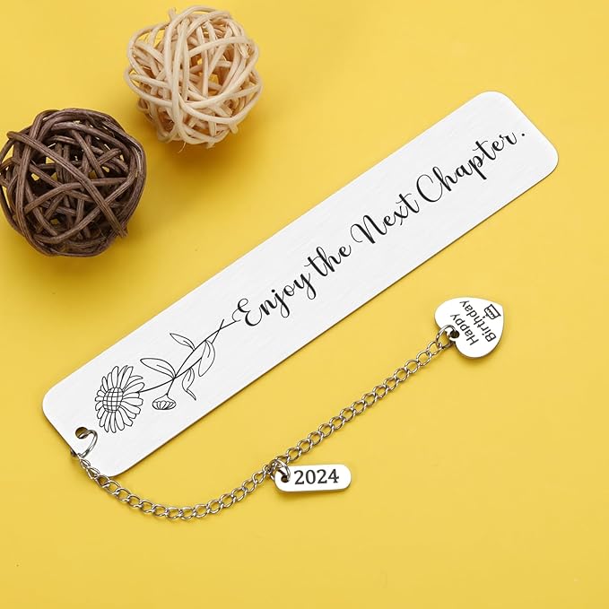 50th Birthday Gifts for Her, 16 21st 30th 40th 50th 60th Birthday Gifts for Her, Birthday Gift Ideas for Friend Bestie Mom Grandma Sister Girls Book Lovers,Birth Flower Bookmark,Sunflower Gifts