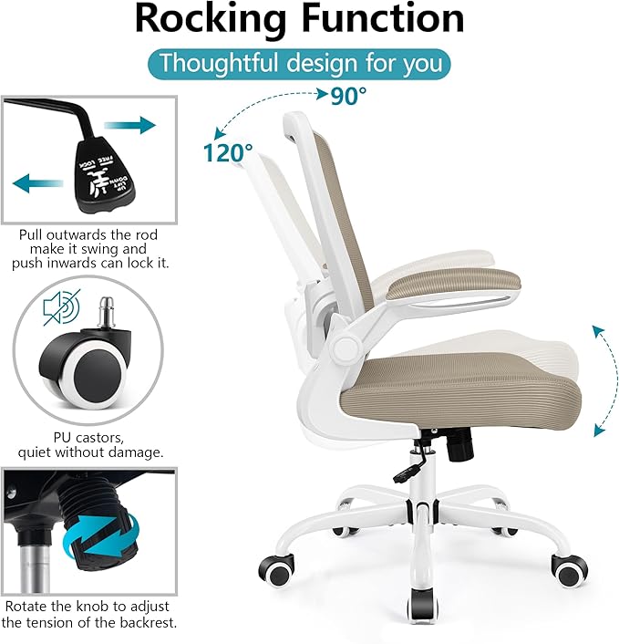 FelixKing Office Chair, Ergonomic Desk Chair Breathable Mesh Chair with Adjustable High Back Lumbar Support Flip-up Armrests, Executive Rolling Swivel Comfy Task Computer Chair for Home Office