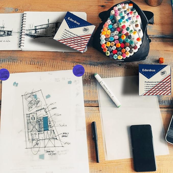 3 Pack Drafting Dots 7/8” Diameter, Low Tack, Easy Removal, Pre-Cut Drafting Tape Dots for Tracing, Drawing, Positioning, Roll of 500 Dots Per Box (Green)