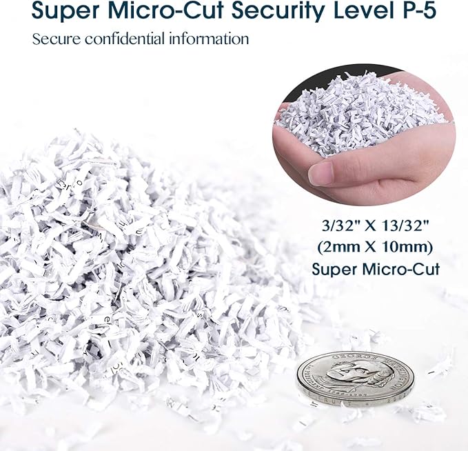 WOLVERINE 15-Sheet Super Micro Cut High Security Level P-5 Heavy Duty Paper/CD/Card Shredder for Home Office, Ultra Quiet by Manganese-Steel Cutter and 8 Gallons Pullout Waste Bin SD9520 (White ETL)