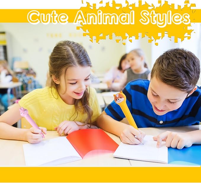 8pcs Kawaii Pens Squishies Animals Gel Ink Pens Fun Stationary Cute Pens Squishy Pens Sponge Pens Set Christmas Gifts Set for Girls Students Teens Back to School Supplies Party Favor