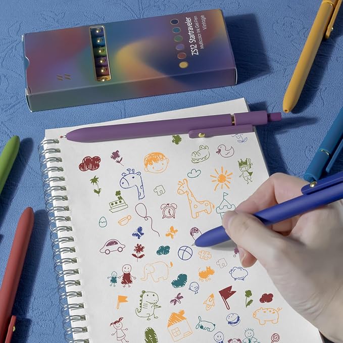 UIXJODO Colorful Pens, 6 Pcs Colored Pens Fine Point Smooth Writing Pens, 0.5mm Colored Ink Gel Pens for Journaling Note Taking Writing, Office School Supplies Gifts for Women (6 Pcs Gold Vintage)