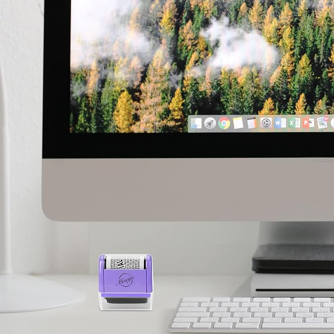 Miseyo Wide Roller Stamp Identity Theft Stamp 1.5 Inch Perfect for Privacy Protection,Anti-Theft Security Confidential Easy for Guard Personal Information Blockout - Purple