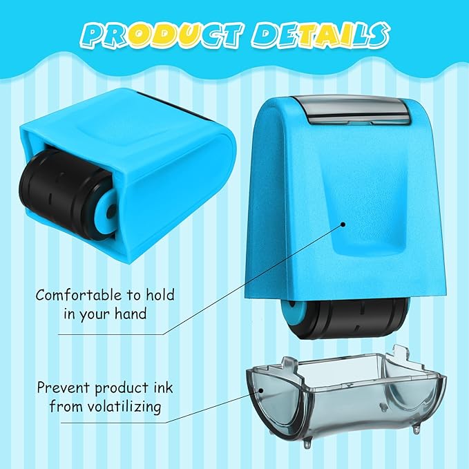 Sherr 2 Handwriting Line Stamp Roller Dashed Handwriting Lines Practice Roller Stamp for Kids, Teachers Kindergarten Education Classroom Back to School Need(2.72 x 2.44 x 1.54 Inch,Blue, Pink)