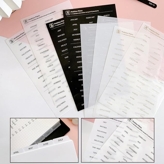 DY.2ten Clear Dividers for 6 Ring Binder, 7-Tab Sturdy Plastic Dividers, A5 Index Divider, 6 Hole Binder Dividers, Insertable Notebook Planner Tab Dividers for Binders