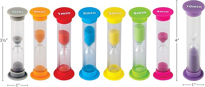 Teacher Created Resources Small Sand Timers Combo, Pack of 8 (TCR20697)