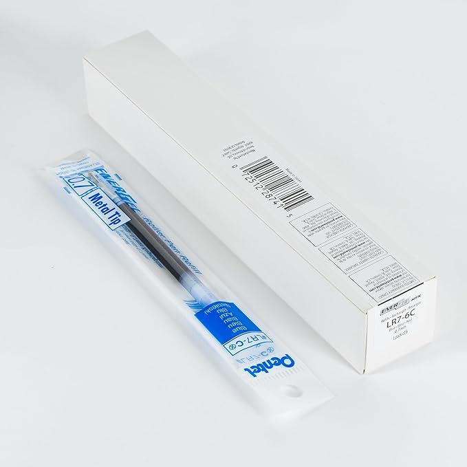 Pentel Refill Ink - For EnerGel Gel Pen, 0.7mm Metal Tip, Medium, Blue Ink, Pack of 6 Refills(LR7-6C)