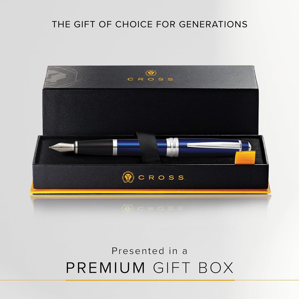 Cross Bailey Refillable Fountain Presented in a Premium Gift Box - Medium Point, Black Ink, Blue