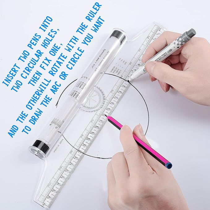 Frienda 2 Pieces Plastic Measuring Rolling Ruler Drawing Parallel Multifunctional Drafting Ruler for Architect Office Math(6 Inch, 12 Inch)