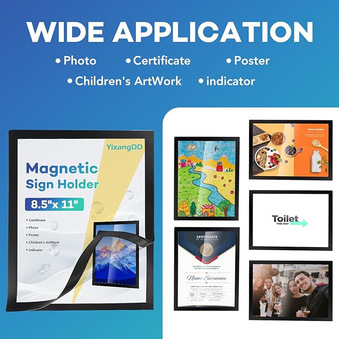 5 Pack Magnetic Sign Holder 8.5 x 11,Self-Adhesive Magnetic Wall Mount Sign Holder, Magnetic Document Holder for Wall Window Office Poster Store