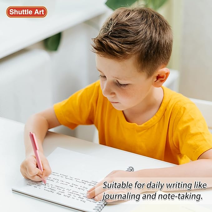 Shuttle Art Ballpoint Pens, 15 Pack Pastel Retractable Black Ink Ball Point Pens, Cute Pens 1.0mm Medium Point Quick Drying for Writing Journaling Taking Notes School Office Home