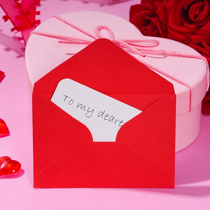 jiebor 100 Sets Small Valentines Day Blank Cards with Small Valentines Day Envelopes Pink Gift Cards Wedding Invitation Envelopes for Valentines Day Mother's Day 4.37 x 2.91 Inch