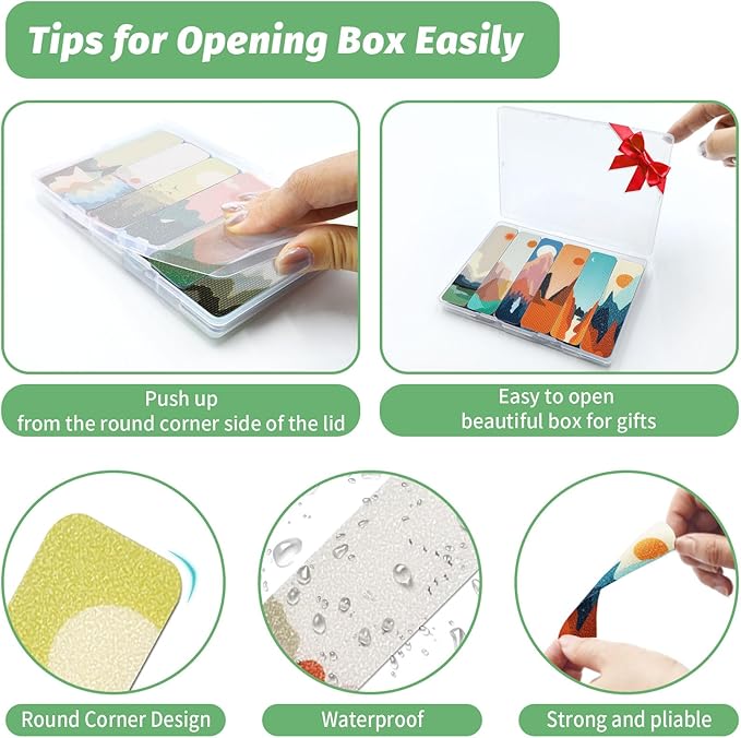 72 Pieces Anxiety Sensory Stickers with Storage Box - Calming Stickers 2 Textured Surface - Fidget Strips for Office & Classroom Desk Adult & Teen Stress (Landscape)