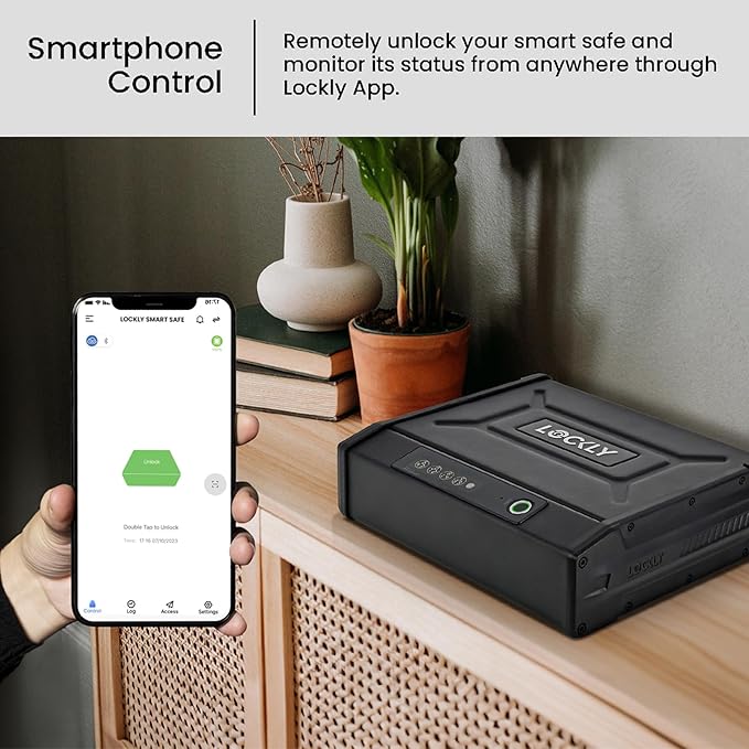 Lockly Smart Safe – Biometric Gun Safe for Handgun, Pistol Safe Fingerprint, PIN Genie® Keypad, App Control & Instant Alerts for enhanced Home and Business Security